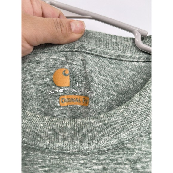 Carhartt Shirt  Heather Green Workwear Original Fit Casual Logo Mens Size L - Picture 3 of 7